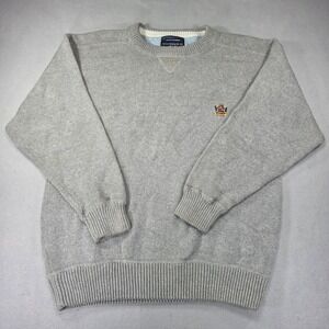 Woods & Gray Mens Large Gray 100% Cotton Crewneck Sweater Embroidered Crest Logo